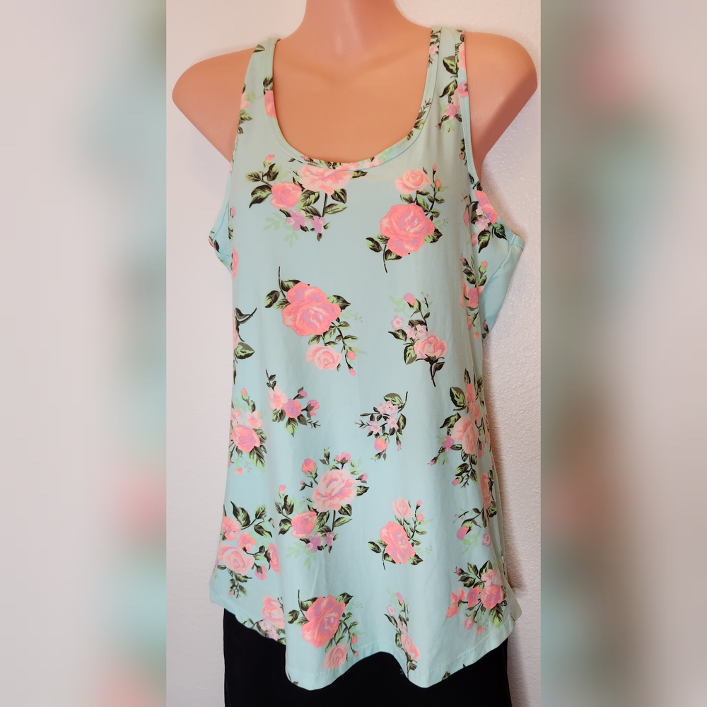 No Boundaries Floral Tee with Pink and Green Accents